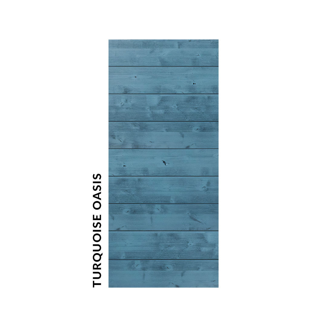 weathered wood blue sliding barn door