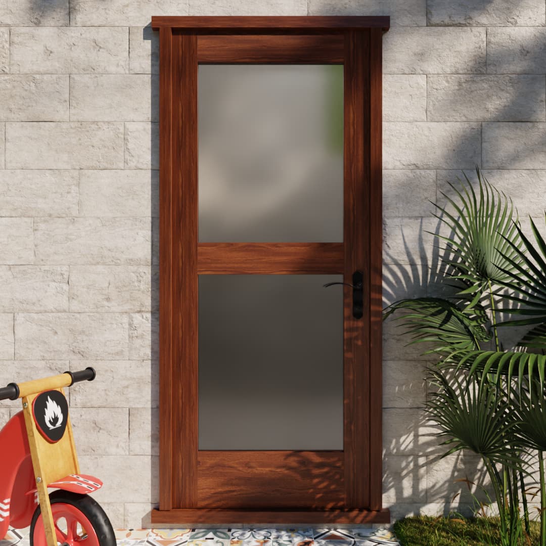 Two Panel Glass Solid Core Exterior Door