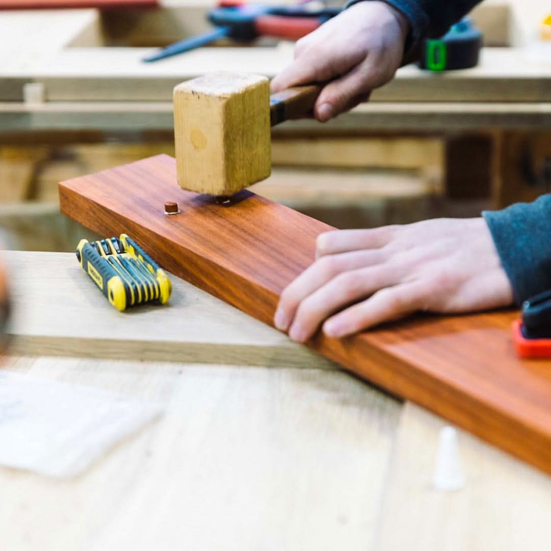 Woodworker making a dutch door shelf