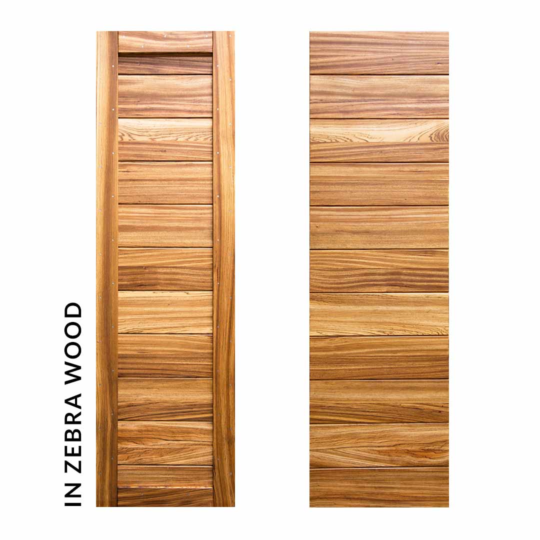 Zebra Wood Rancher Modern Horizontal Plank Sliding Barn Door