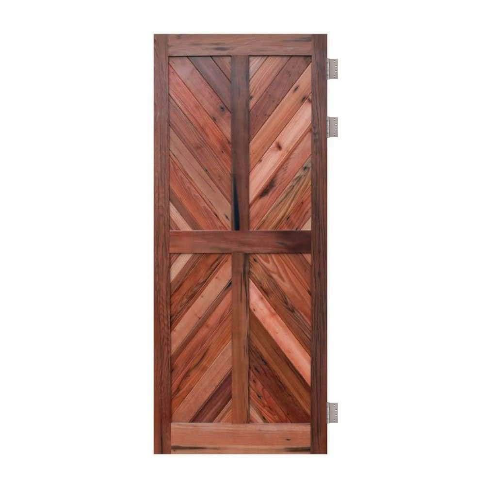 Chevron RedWood Four Panel Swinging Barn Door - Sliding Barn Door Hardware by RealCraft