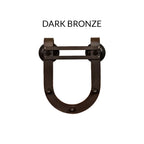Rustic farmhouse barn door hardware hanger in dark bronze