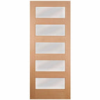 Five Panel modern Sliding Barn Door with Glass - Sliding Barn Door Hardware by RealCraft