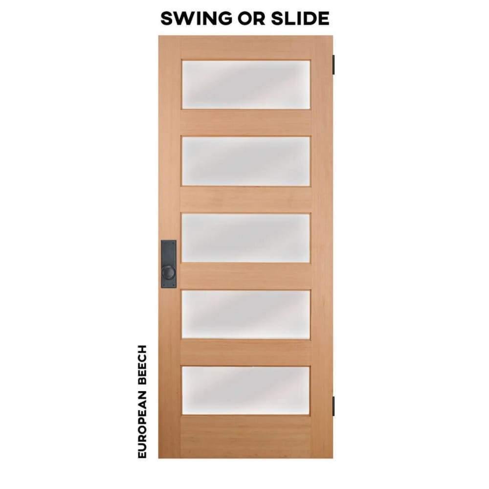 Five Panel Horizontal Swinging Glass Barn Door - Sliding Barn Door Hardware by RealCraft