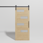 Offset Slat Sliding Modern Interior Door With Glass Panels | RealCraft