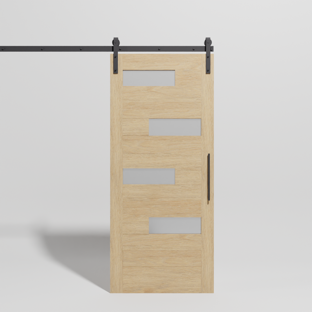 Offset Slat Sliding Modern Interior Door With Glass Panels | RealCraft