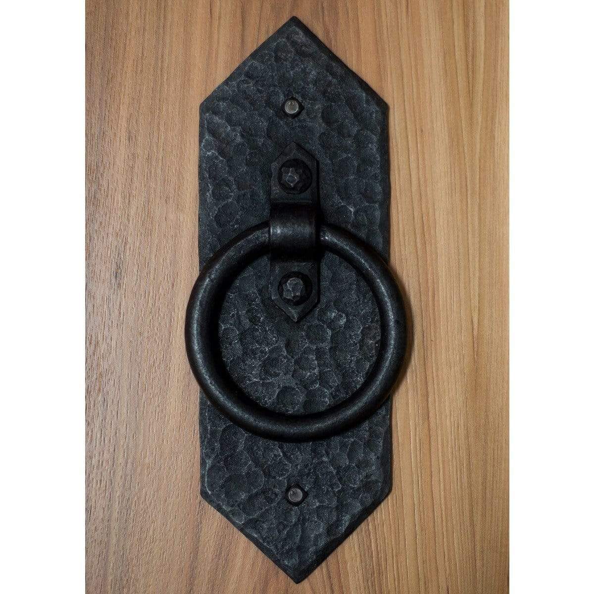 Hand Forged Diamond Rustic Ring Door Pull - Sliding Barn Door Hardware by RealCraft