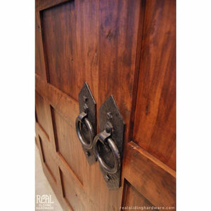 Hand Forged Diamond Rustic Ring Door Pull - Sliding Barn Door Hardware by RealCraft