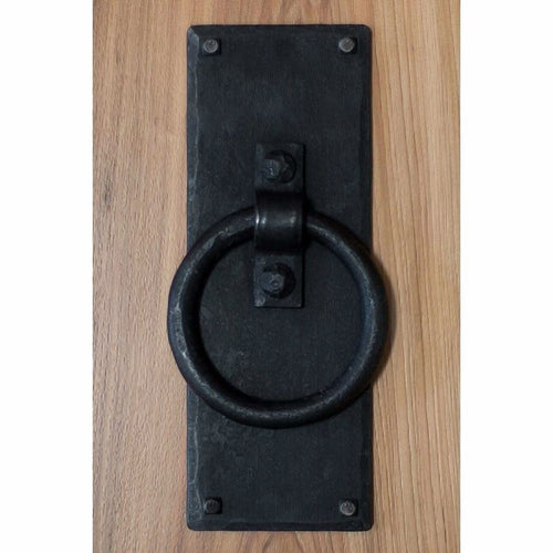 Hand Forged Square Rustic Ring Barn Door Pull - Sliding Barn Door Hardware by RealCraft