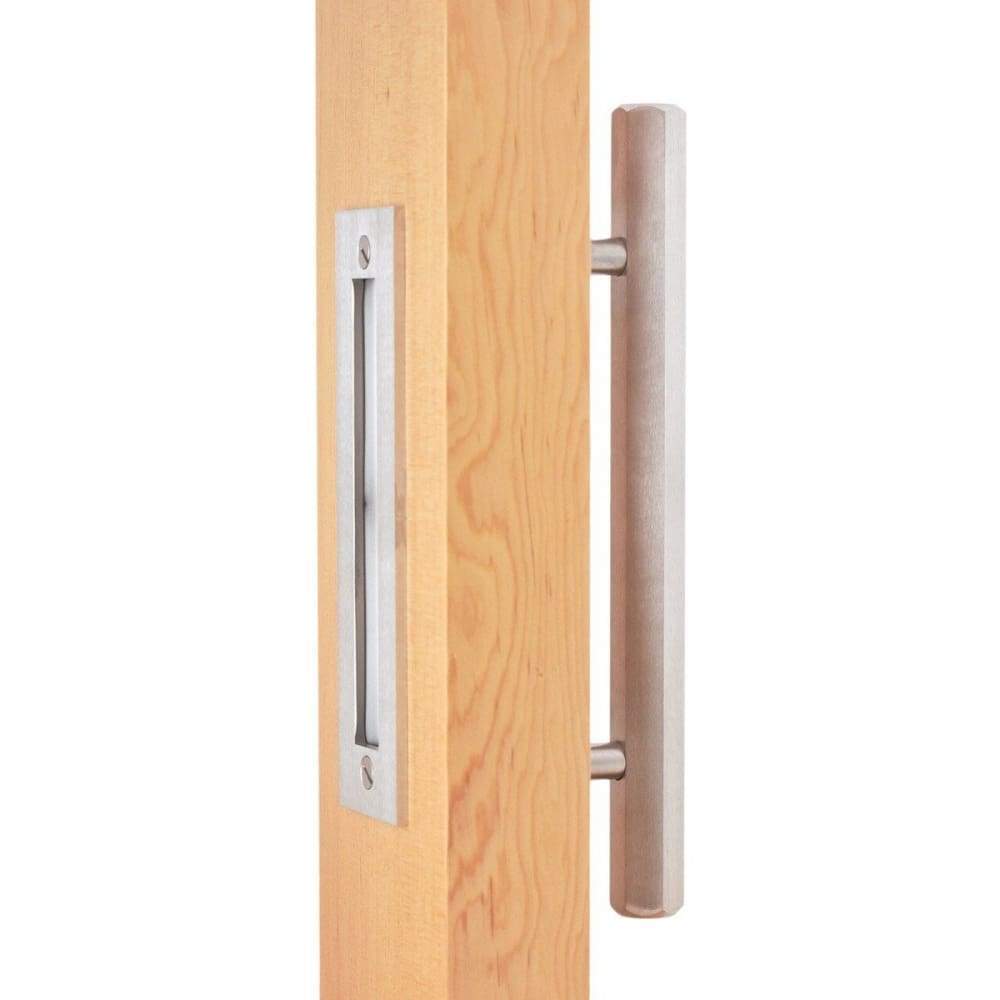 Hex Bar Sliding Door Handle &amp; Flush Pull Set - Sliding Barn Door Hardware by RealCraft