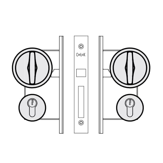 Flush Turn Handle & Lock For A Pocket Door