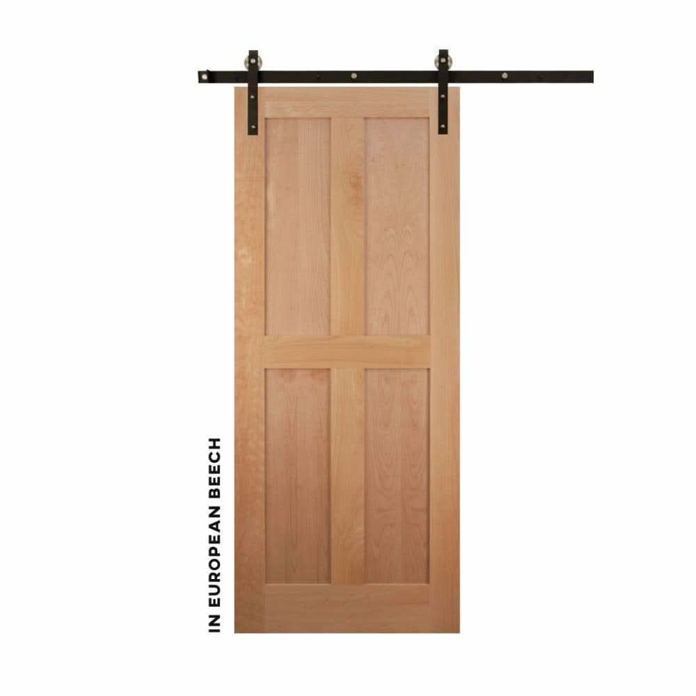 Mid-Century Modern 4 Panel Sliding Barn Door - Sliding Barn Door Hardware by RealCraft