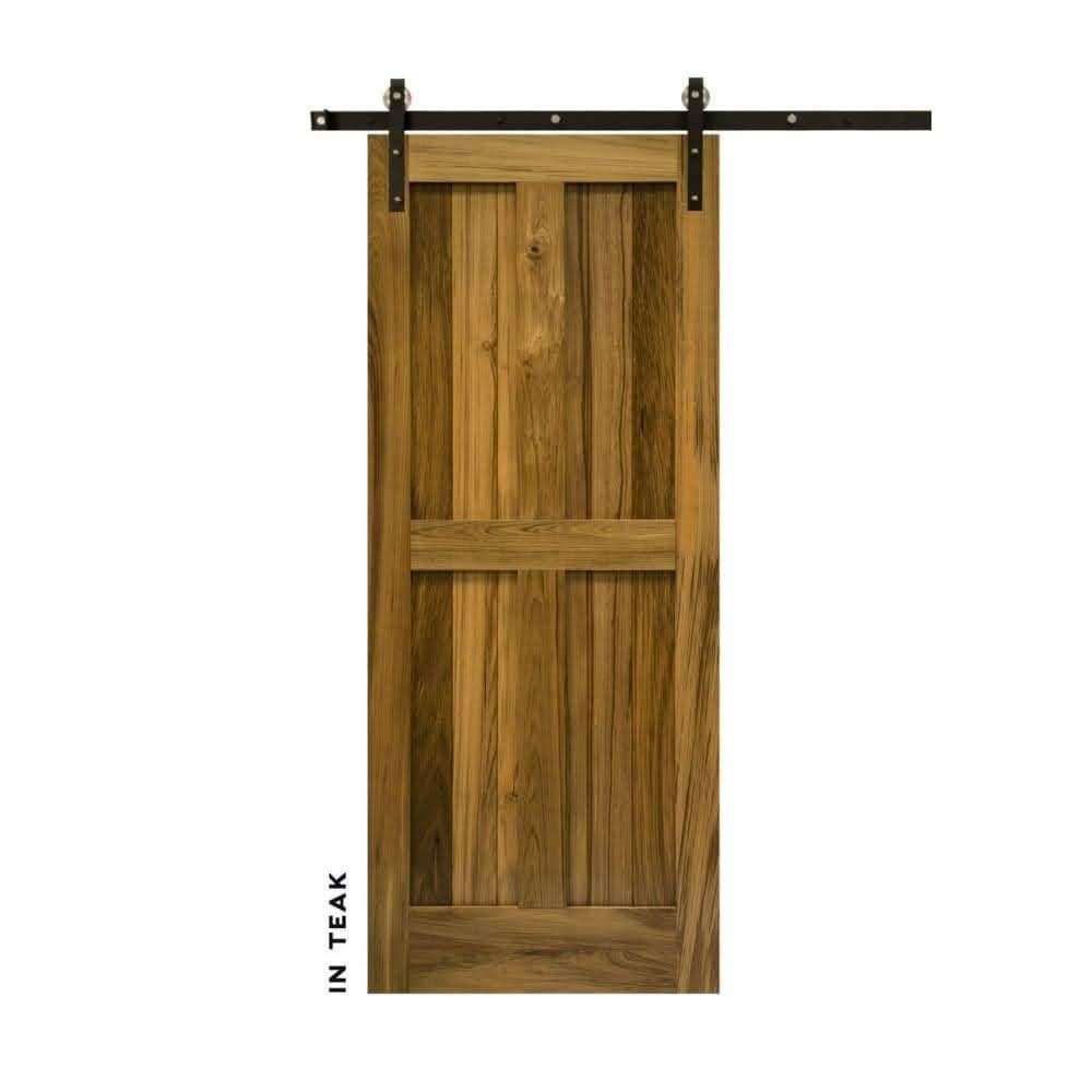 Mid-Century Modern 4 Panel Swinging Barn Door - Sliding Barn Door Hardware by RealCraft