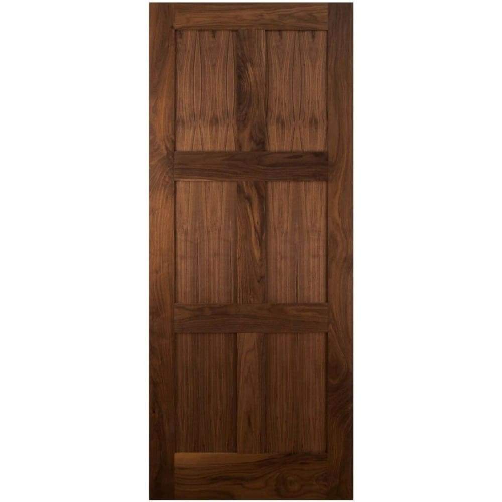 Mid-Century Modern 6 Panel Wooden Sliding Door - Sliding Barn Door Hardware by RealCraft