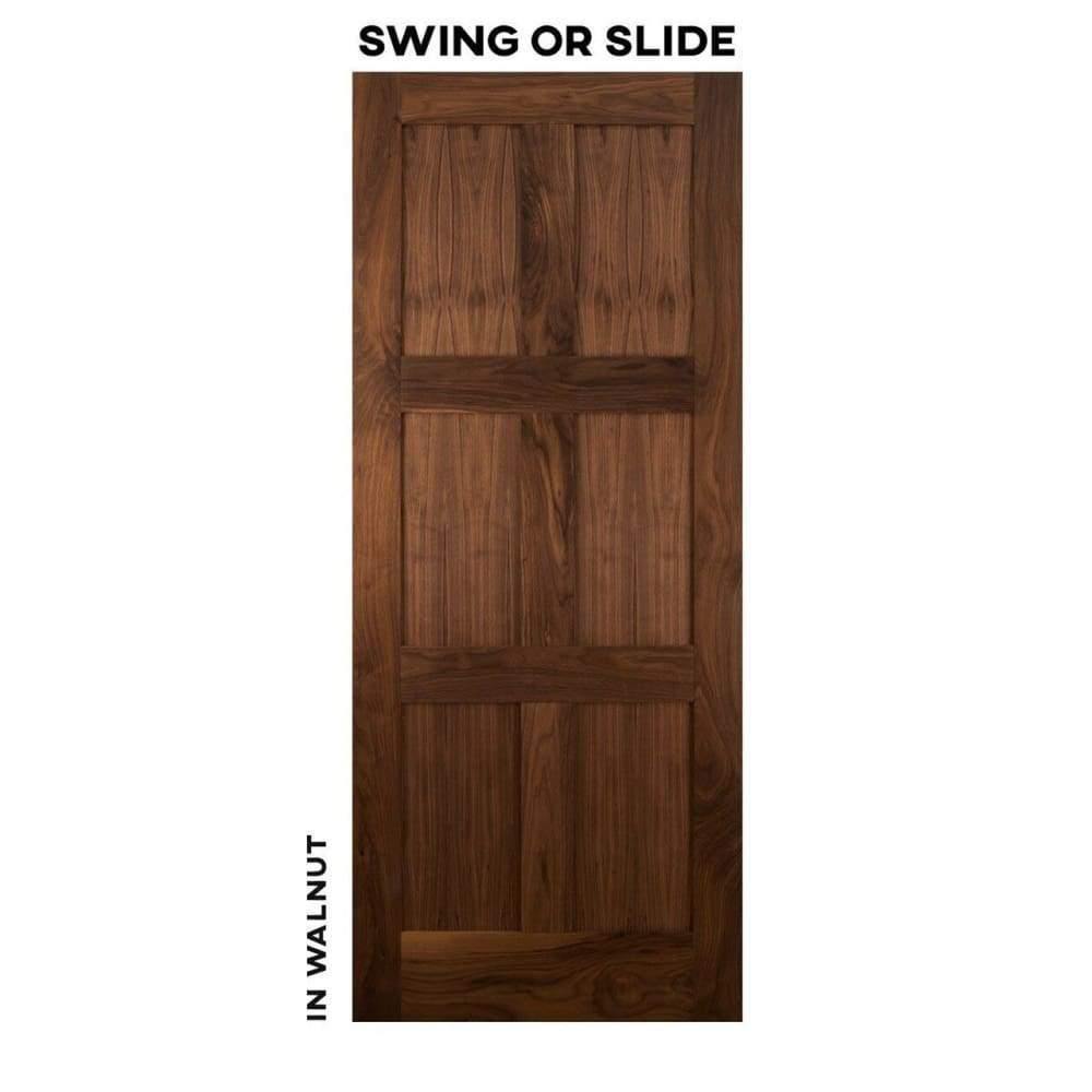 Mid-Century Modern 6 Panel Swinging Door - Sliding Barn Door Hardware by RealCraft