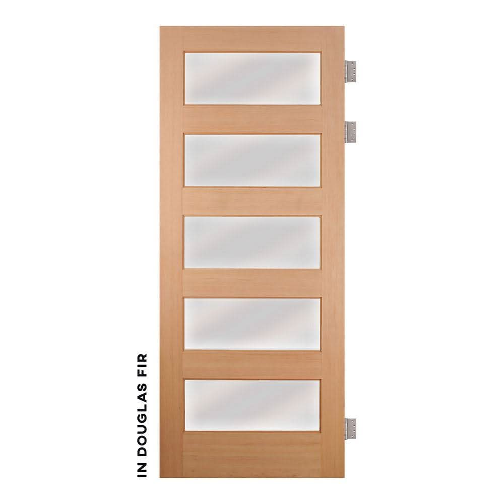 Five Panel Horizontal Swinging Glass Barn Door - Sliding Barn Door Hardware by RealCraft