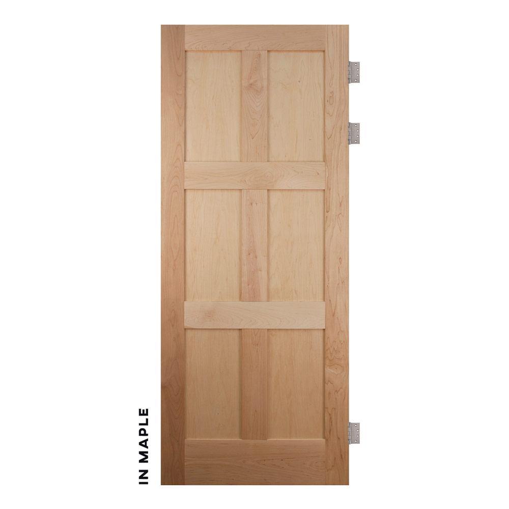 Mid-Century Maple Modern 6 Panel Swinging Door - Sliding Barn Door Hardware by RealCraft
