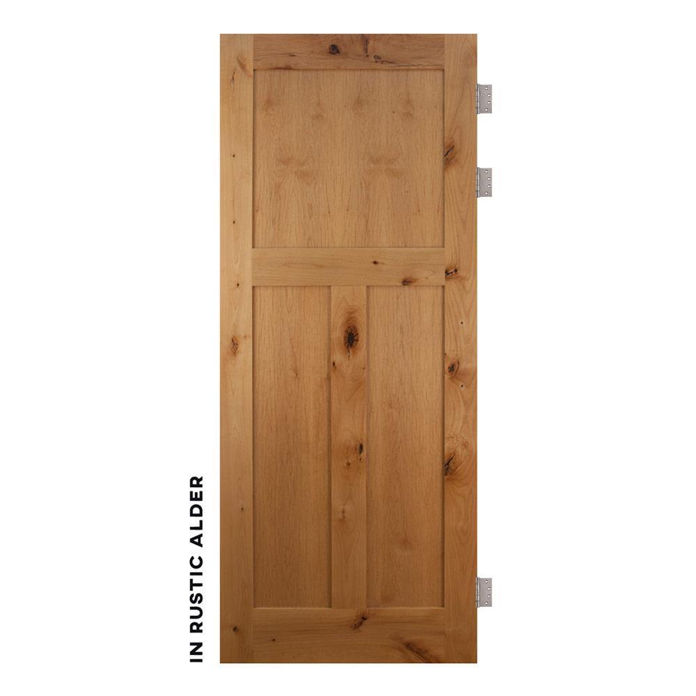 Shaker Style Low T Panel Swinging Door in alder - Sliding Barn Door Hardware by RealCraft