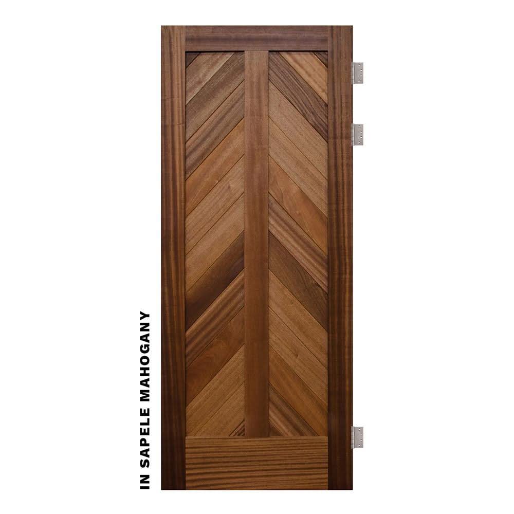 Walnut Mountain Chevron Solid Wood Exterior Front Door