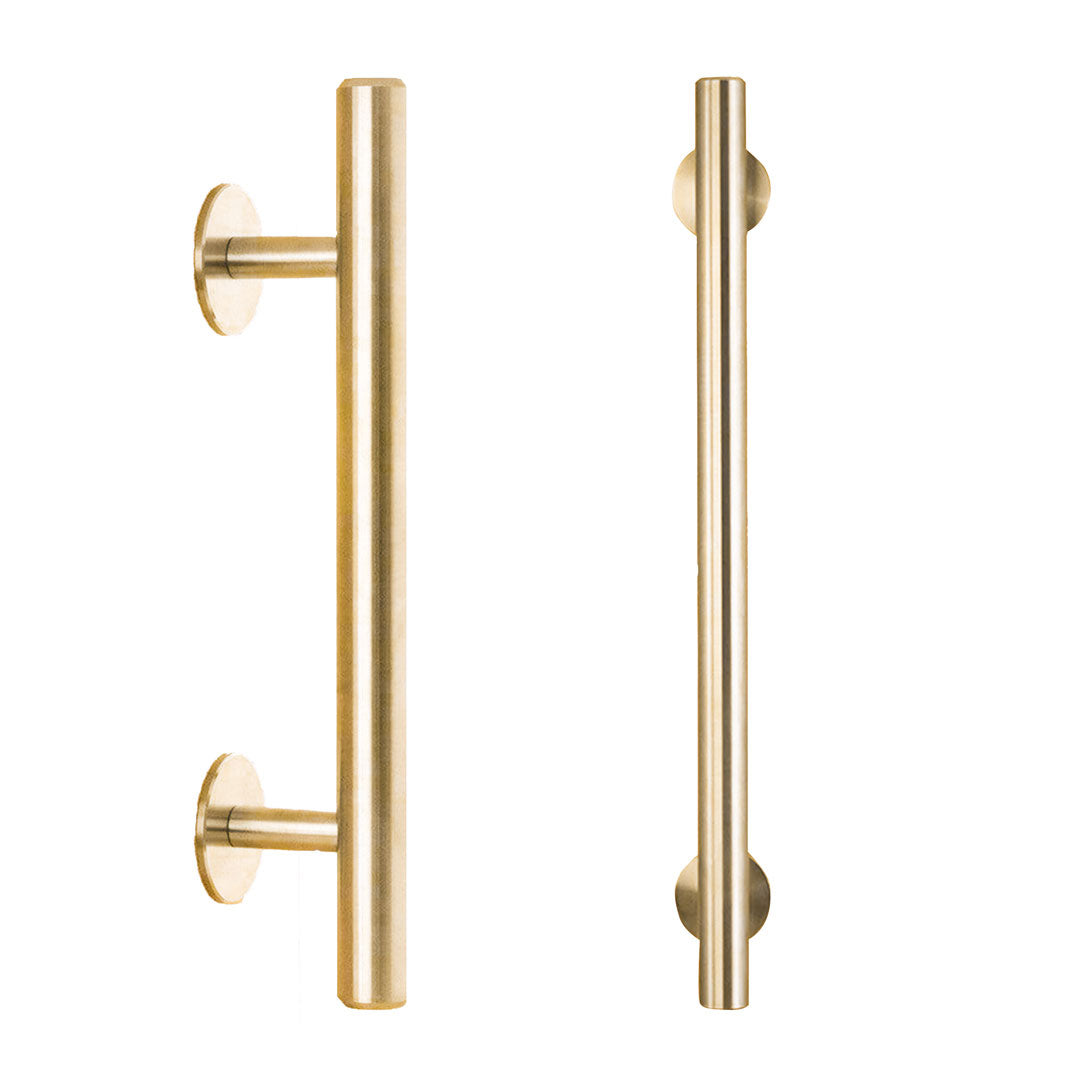 Solid Satin Brass Cabinet Handles and Knobs Available in Various Lengths  and Sizes