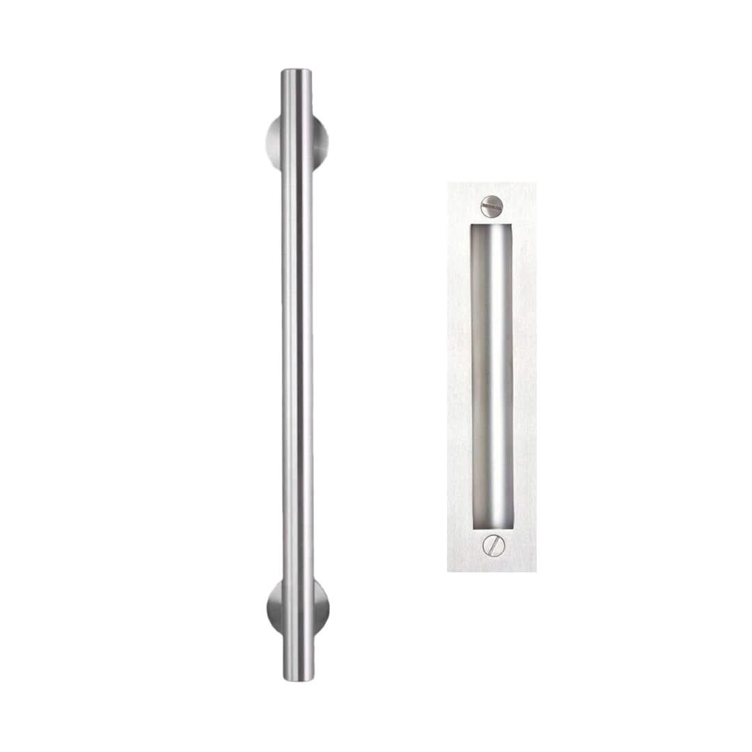 Stainless Swiss Rod Sliding Door Handle & Barn Door Pull Set