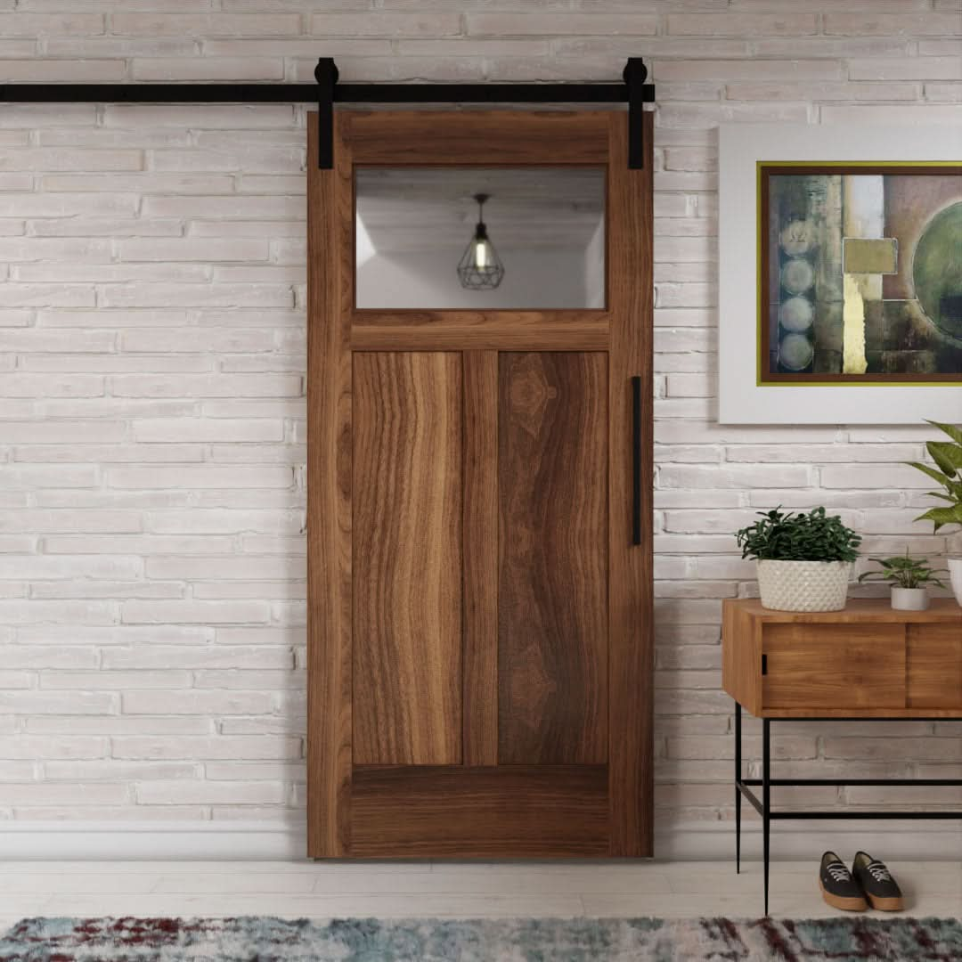 Craftsman T Window Sliding Barn Door design by RealCraft