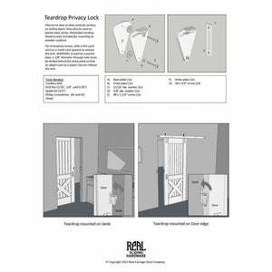 The Teardrop Lock - Privacy Sliding Door Latch Lock - Sliding Barn Door Hardware by RealCraft