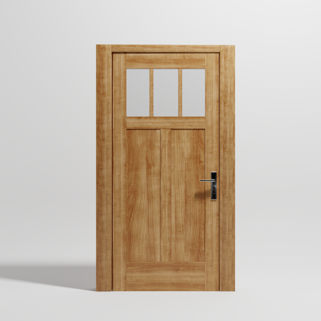 Craftsman Triple Lite Swinging Barn Door with Frame - design by RealCraft