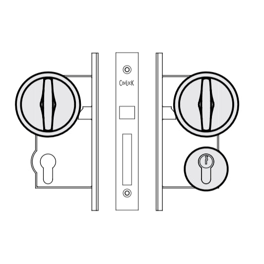 Flush Turn Handle &amp; Lock For A Pocket Door